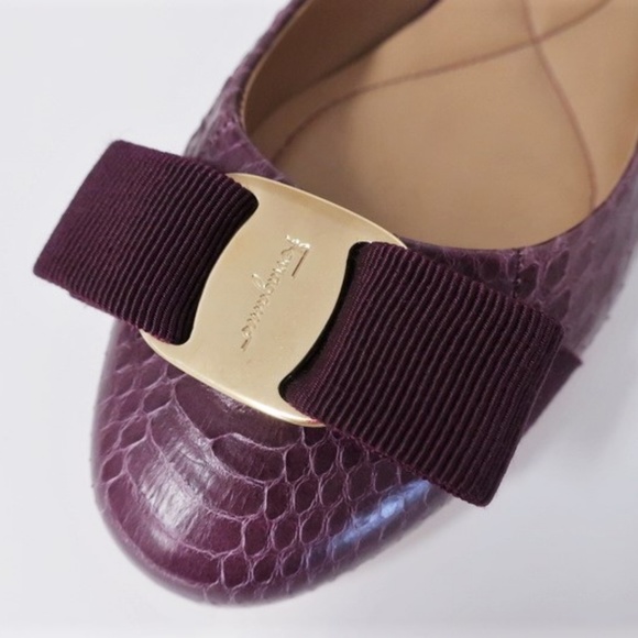 Salvatore Ferragamo Varina Bow Ballet Flat Snake - Picture 6 of 8